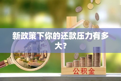 阜平新政策下你的还款压力有多大？